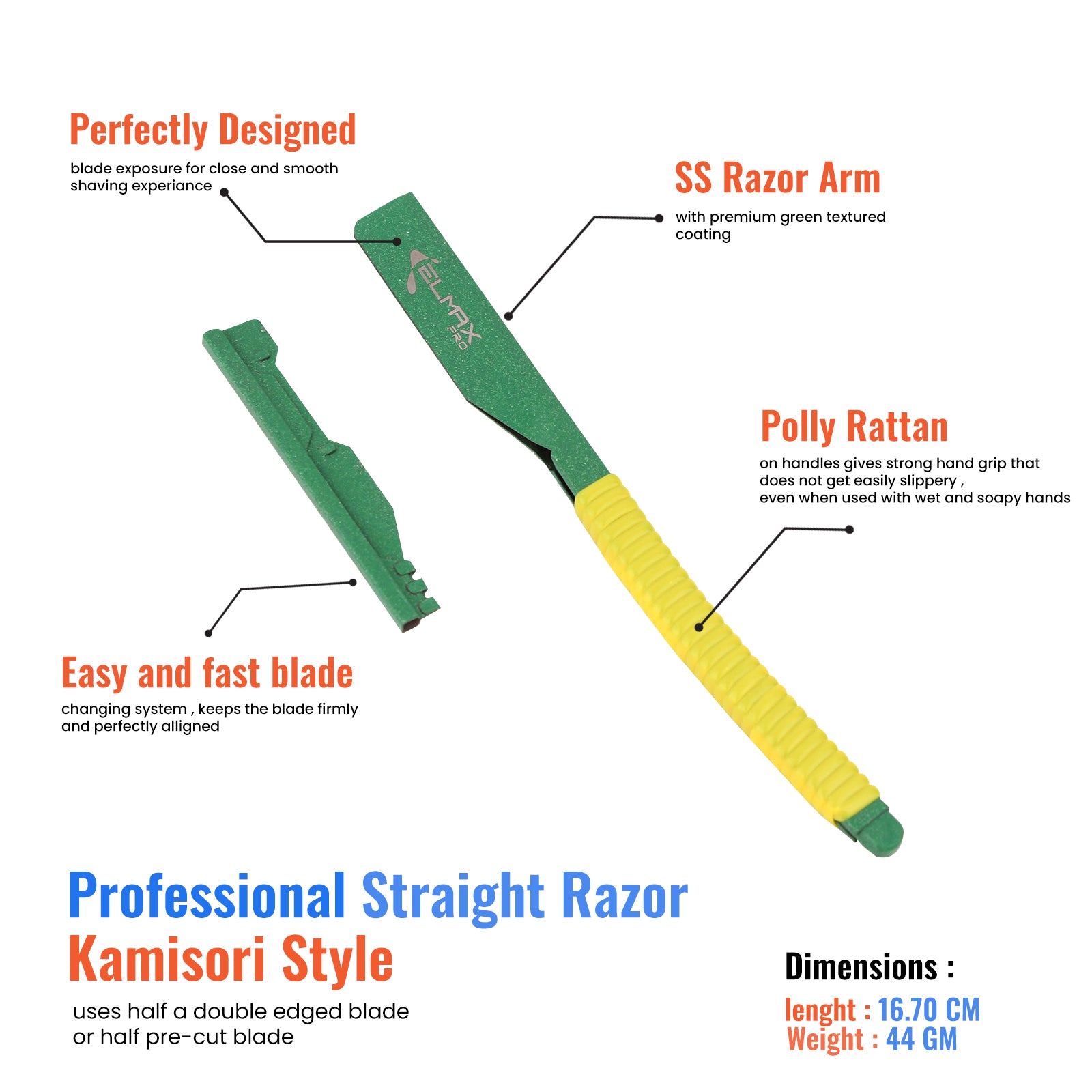 Japan Single Blade Razor Elmax Pro Kamiso Japanese Style Straight Edge Razor - Barber Straight ...
