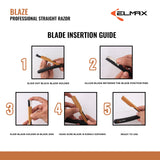 Elmax Blaze Cut Throat Razor For Men - Premium Quality Straight Edge Razor, Barber Razor,Moustache & Beard Shaving Razor Uses Single Edge Razor Blades